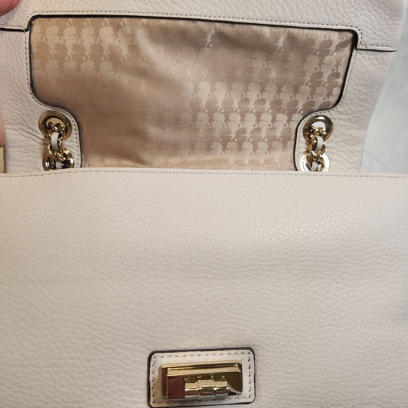 Karl Lagerfeld Paris Agyness Quilted Leather Shoulder Bag In Cream - Picture 12 of 16